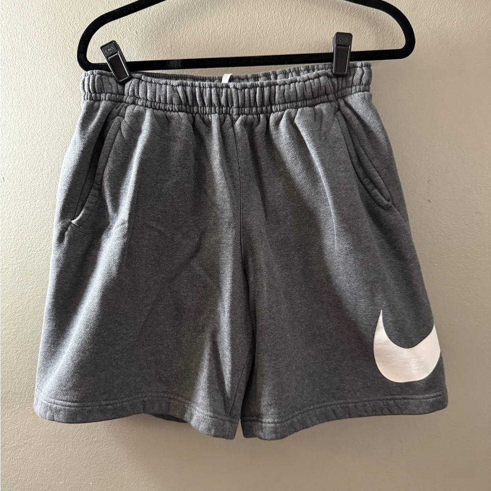 Gray Nike Shorts with White Logo